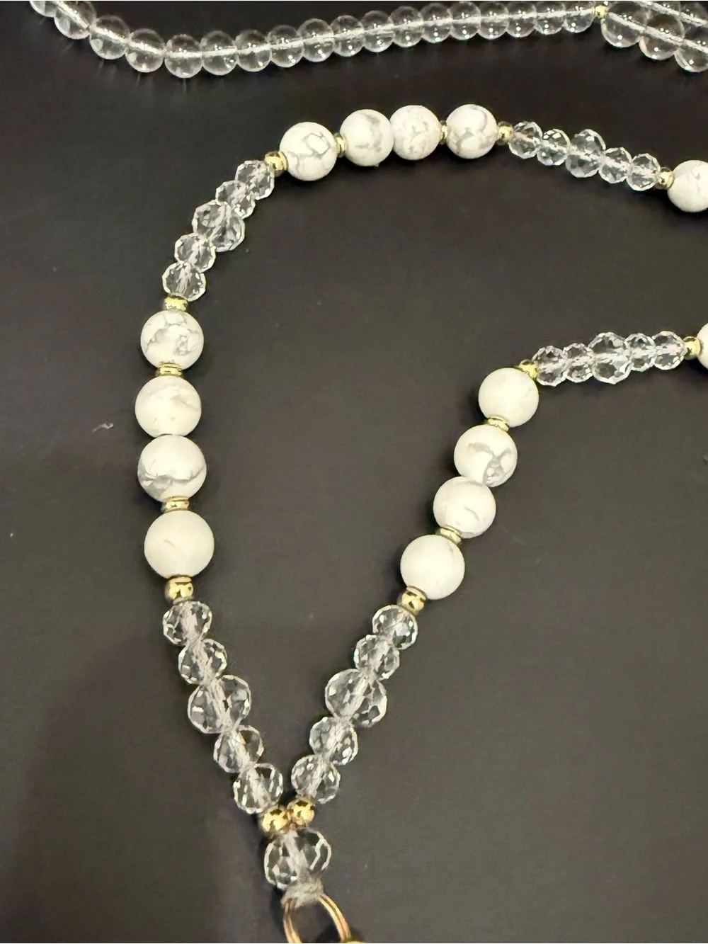 Handmade Natural Stones And Crystals Beaded Lanyard w/ Retractable Badge Reel